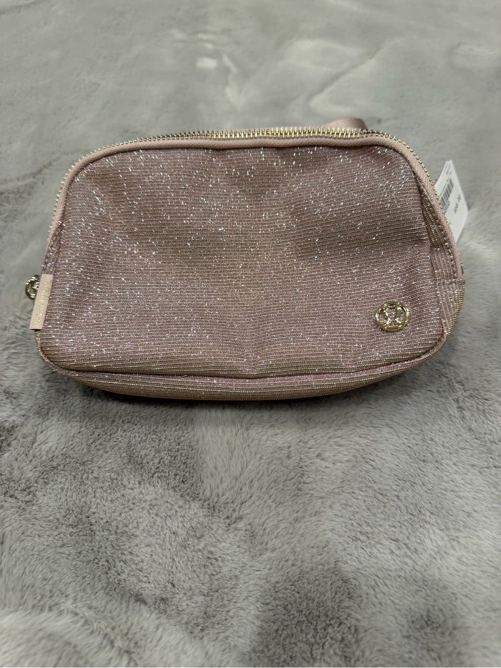 NWT Lululemon Everywhere Belt Bag 1L Glitter Pink Champagne Gold + Shopping Bag